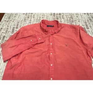 Polo Ralph Lauren Heathered Red Brick Long Sleeve Shirt‎  3XLT Casual Textured